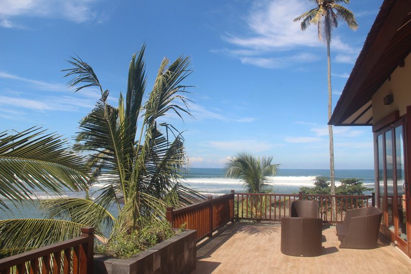 View of the waves at Balian from the villa terrace