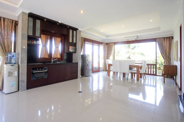 Villa kitchen and living area