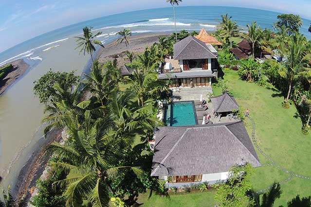 Drone view of guest house and villa