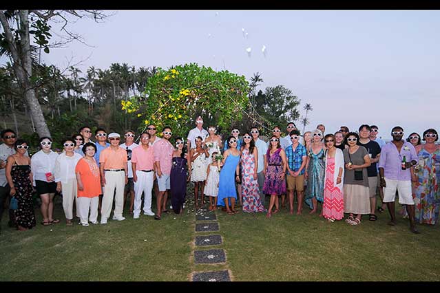 Wedding guests in garden